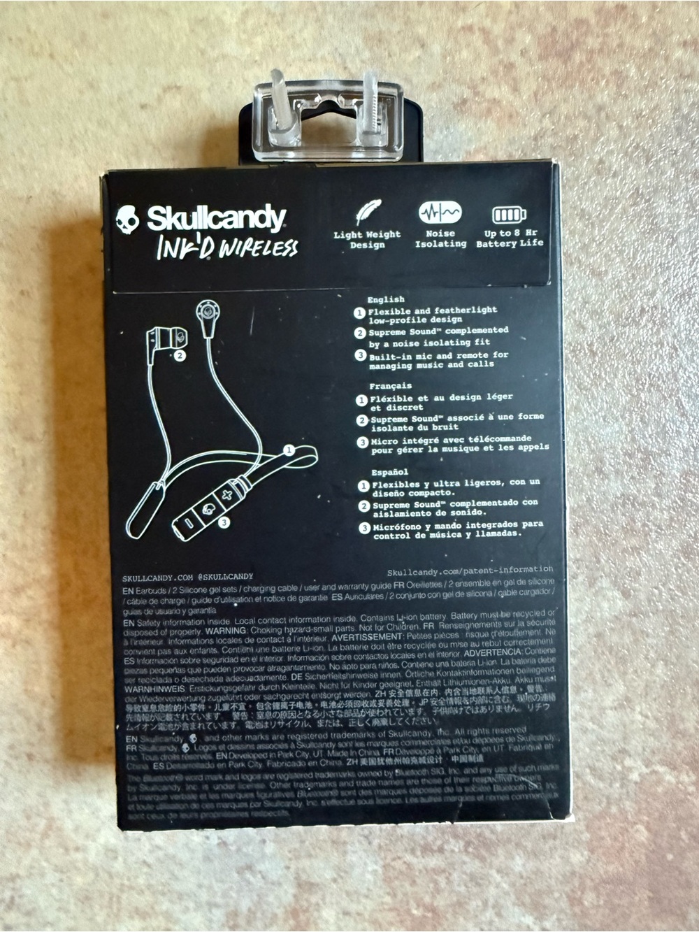 Skullcandy Ink'd Wireless Bluetooth Neckband Earbuds - White - Picture 2 of 2